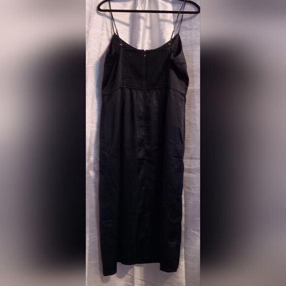 Abercrombie & Fitch black silky black midi dress size large - Picture 2 of 7